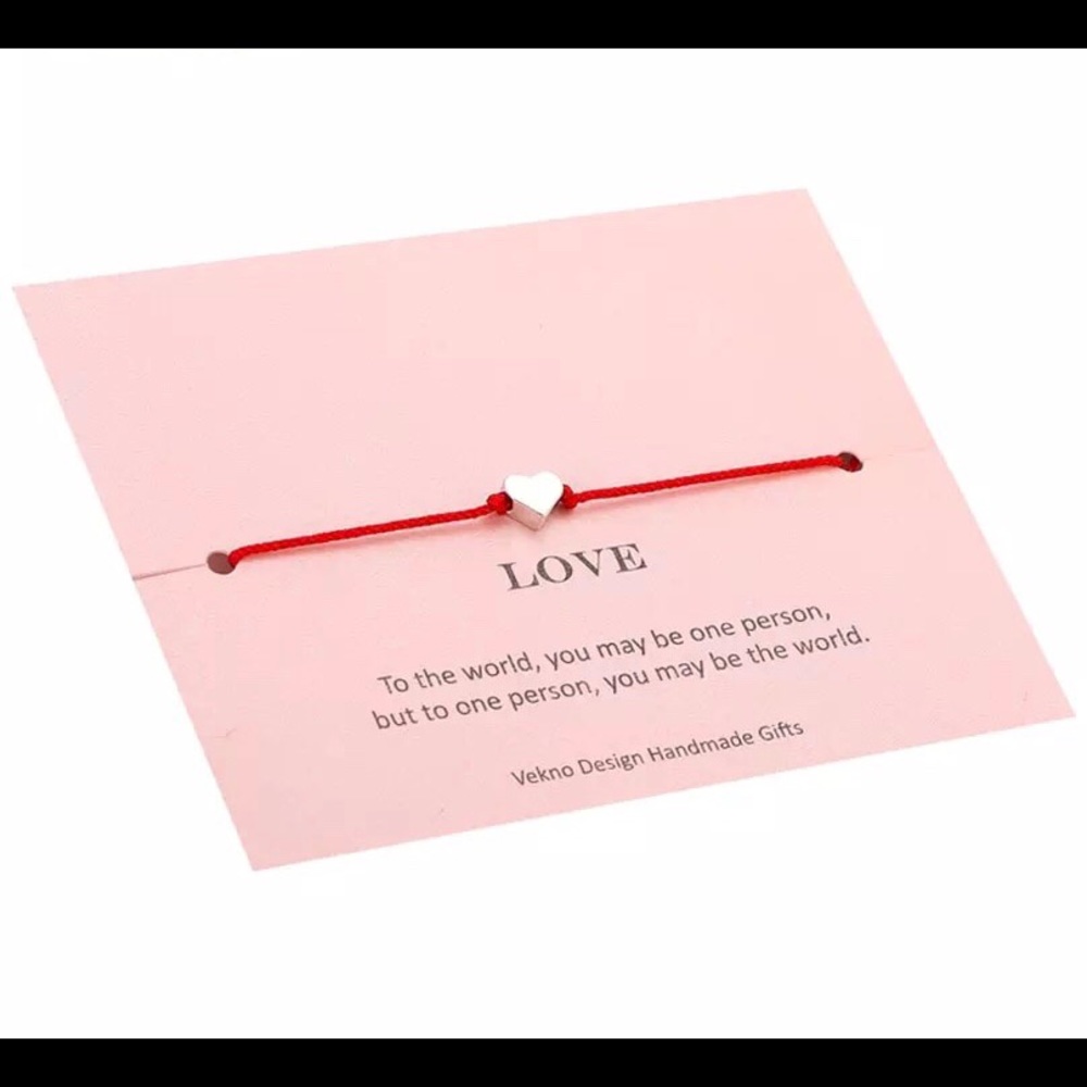 Gold Heart Sharm Red String Love Handmade Bracelet